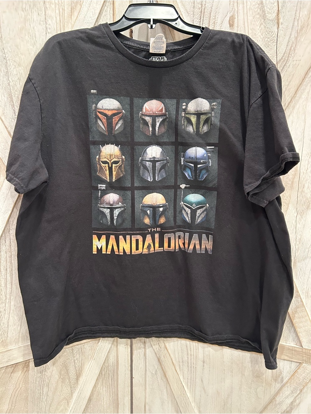 Star Wars Mandalorian Helmet Graphic Tee Disney Black Shirt